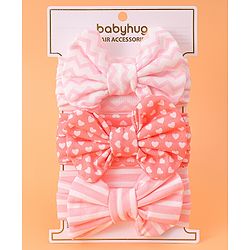 Babyhug Bow Applique Headbands Pack of 3 - Pink