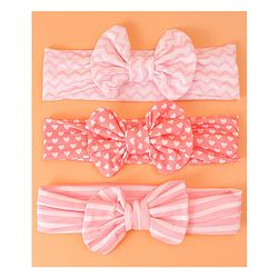 Babyhug Bow Applique Headbands Pack of 3 - Pink