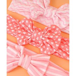 Babyhug Bow Applique Headbands Pack of 3 - Pink