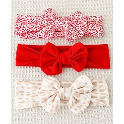 Babyhug Bow Applique Headbands Pack of 3 - Multicolor