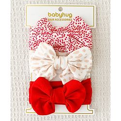 Babyhug Bow Applique Headbands Pack of 3 - Multicolor