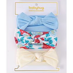 Babyhug Headbands with Knot Detailing with Floral Print Pack of 3 - Multicolor