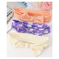 Babyhug Free Size Headbands Bow Detailing and Bunny Print Pack of 3 - Coral