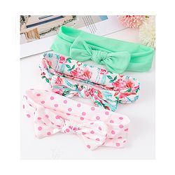 Babyhug Bow Applique Headbands Pack of 3 - Multicolor