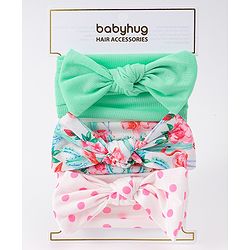 Babyhug Bow Applique Headbands Pack of 3 - Multicolor
