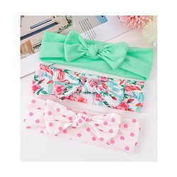 Babyhug Bow Applique Headbands Pack of 3 - Multicolor