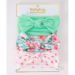 Babyhug Bow Applique Headbands Pack of 3 - Multicolor