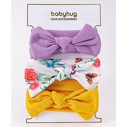 Babyhug Headbands with Knot Detailing with Floral Print Pack of 3 - Multicolor