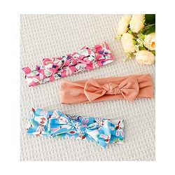 Babyhug Bow Applique Headbands Pack of 3 - Multicolor