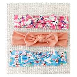 Babyhug Bow Applique Headbands Pack of 3 - Multicolor