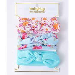 Babyhug Bow Applique Headbands Pack of 3 - Multicolor