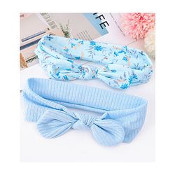 Babyhug Floral Print Headbands with Knot Detailing Pack of 2- Light Blue