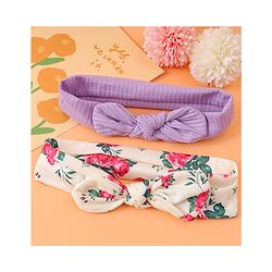 Babyhug Free Size Headbands Bow Detailing & Floral Print Pack of 2 - Lilac
