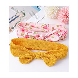 Babyhug Free Size Headbands with Bow Detailing & Floral Print Pack of 2 - Yellow
