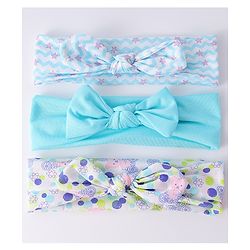 Babyhug Headbands with Knot Design Star Stripe & Animal Print Pack of 3 - Light Blue & White