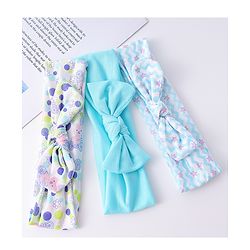 Babyhug Headbands with Knot Design Star Stripe & Animal Print Pack of 3 - Light Blue & White