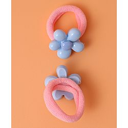 Babyhug Free Size Rubber Bands  with Floral Kitten and Bear Applique Pack of 8 - Pink Blue and Brown