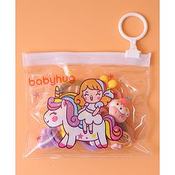 Babyhug Free Size  Rubber Bands with Floral Fruit and Cupcake Applique Pack of 8 - Brown Pink and Yellow