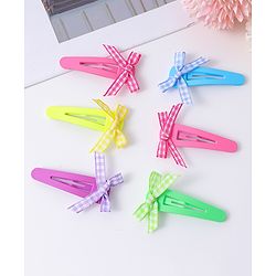 Babyhug Free Size Snap Clips With Bow Applique Pack Of 6 - Multi Colour