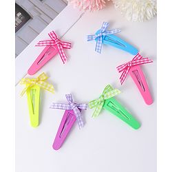 Babyhug Free Size Snap Clips With Bow Applique Pack Of 6 - Multi Colour