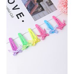 Babyhug Free Size Snap Clips With Bow Applique Pack Of 6 - Multi Colour