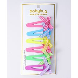 Babyhug Free Size Snap Clips With Bow Applique Pack Of 6 - Multi Colour