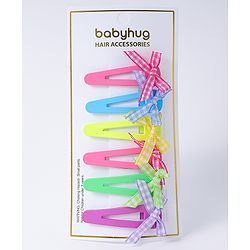 Babyhug Free Size Snap Clips With Bow Applique Pack Of 6 - Multi Colour