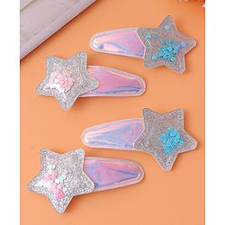 Babyhug Snap Clips with Star Applique Pack of 4 - Multicolor
