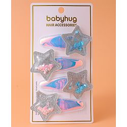 Babyhug Snap Clips with Star Applique Pack of 4 - Multicolor