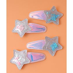 Babyhug Snap Clips with Star Applique Pack of 4 - Multicolor