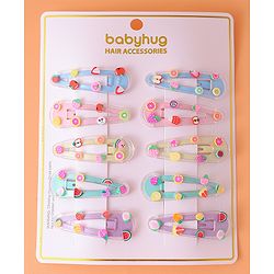 Babyhug Snap Clips with Fruits Applique Pack of 10 - Multicolor