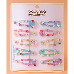 Babyhug Snap Clips with Fruits Applique Pack of 10 - Multicolor