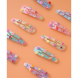 Babyhug Snap Clips with Fruits Applique Pack of 10 - Multicolor