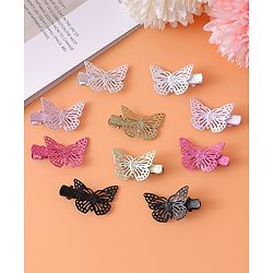 Babyhug Free Size Clips With Butterfly Applique Pack Of 10 - Multi Colour