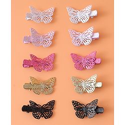 Babyhug Free Size Clips With Butterfly Applique Pack Of 10 - Multi Colour