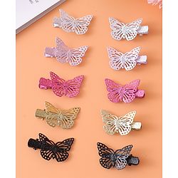 Babyhug Free Size Clips With Butterfly Applique Pack Of 10 - Multi Colour