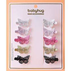 Babyhug Free Size Clips With Butterfly Applique Pack Of 10 - Multi Colour