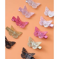 Babyhug Free Size Clips With Butterfly Applique Pack Of 10 - Multi Colour