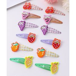 Babyhug Snap Clips with Fruits Applique Free Size Pack of 12 - Multicolor