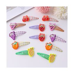 Babyhug Snap Clips with Fruits Applique Free Size Pack of 12 - Multicolor