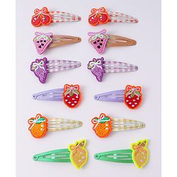 Babyhug Snap Clips with Fruits Applique Free Size Pack of 12 - Multicolor