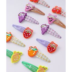 Babyhug Snap Clips with Fruits Applique Free Size Pack of 12 - Multicolor