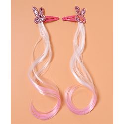 Babyhug Snap Clips with Hair Extensions Pack of 4 - Pink and Sky Blue