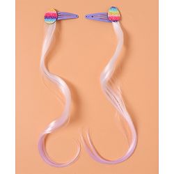 Babyhug Snap Clips with Hair Extensions Pack of 4 - Pink and Sky Blue