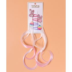Babyhug Snap Clips with Hair Extensions Pack of 4 - Pink and Sky Blue