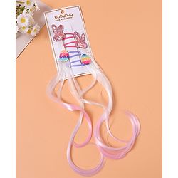 Babyhug Snap Clips with Hair Extensions Pack of 4 - Pink and Sky Blue