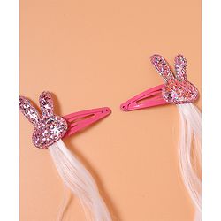Babyhug Snap Clips with Hair Extensions Pack of 4 - Pink and Sky Blue