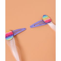 Babyhug Snap Clips with Hair Extensions Pack of 4 - Pink and Sky Blue