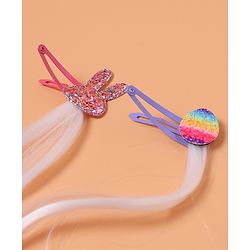 Babyhug Snap Clips with Hair Extensions Pack of 4 - Pink and Sky Blue