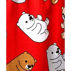Babyhug Cotton Knit Half Sleeves Co-ords  Night Suit With Bear Print - Red